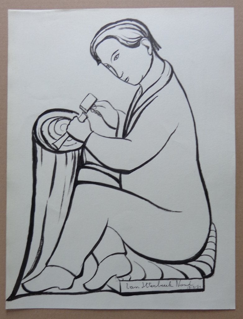 NAND VAN ITTERBEEK / BEELDHOUWER / ORIGINEEL / 40x30cm / SIG, Antiek en Kunst, Ophalen of Verzenden