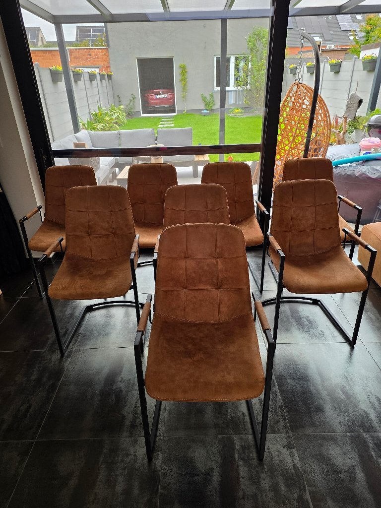 Stoelen voor eettafel, Maison & Meubles, Cuir, Comme neuf, Brun, Enlèvement