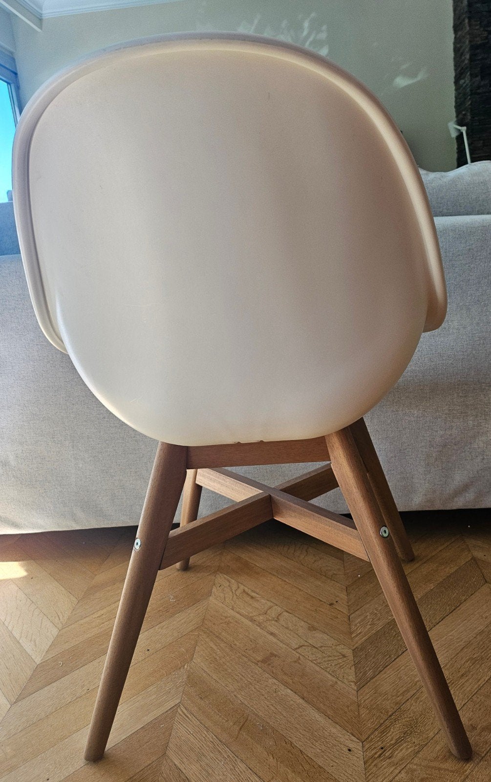 Lot de 4 chaises scandinaves blanches – Pieds en bois massif, Ophalen, Wit, Scandinavian, Zo goed als nieuw