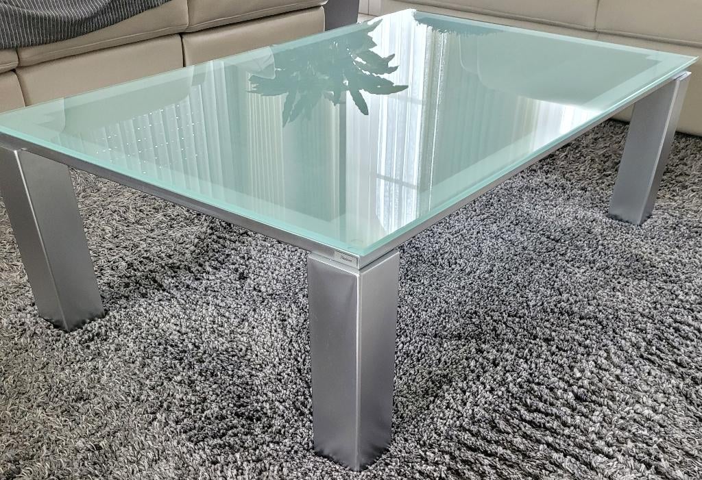 salontafel, Huis en Inrichting, Tafels | Salontafels, Ophalen, Zo goed als nieuw, Rechthoekig, Glas
