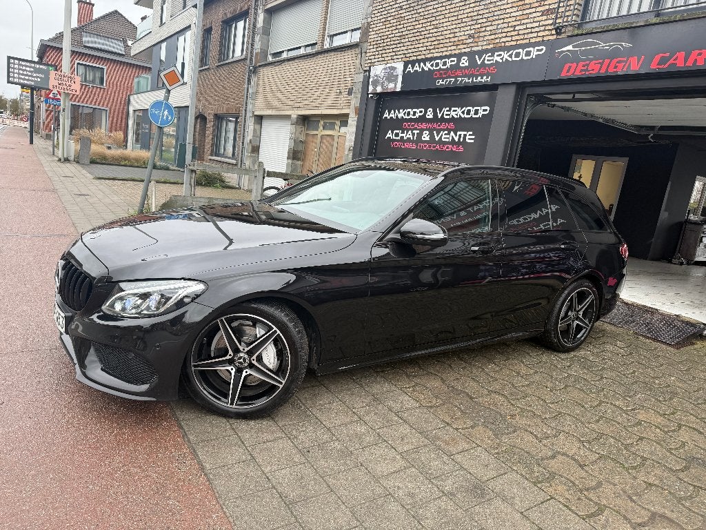 Mercedes-Benz C 200 d (2200cc Mercedes) AMG Xenon lederen, Auto's, Automaat, Navigatiesysteem, Zwart, Leder