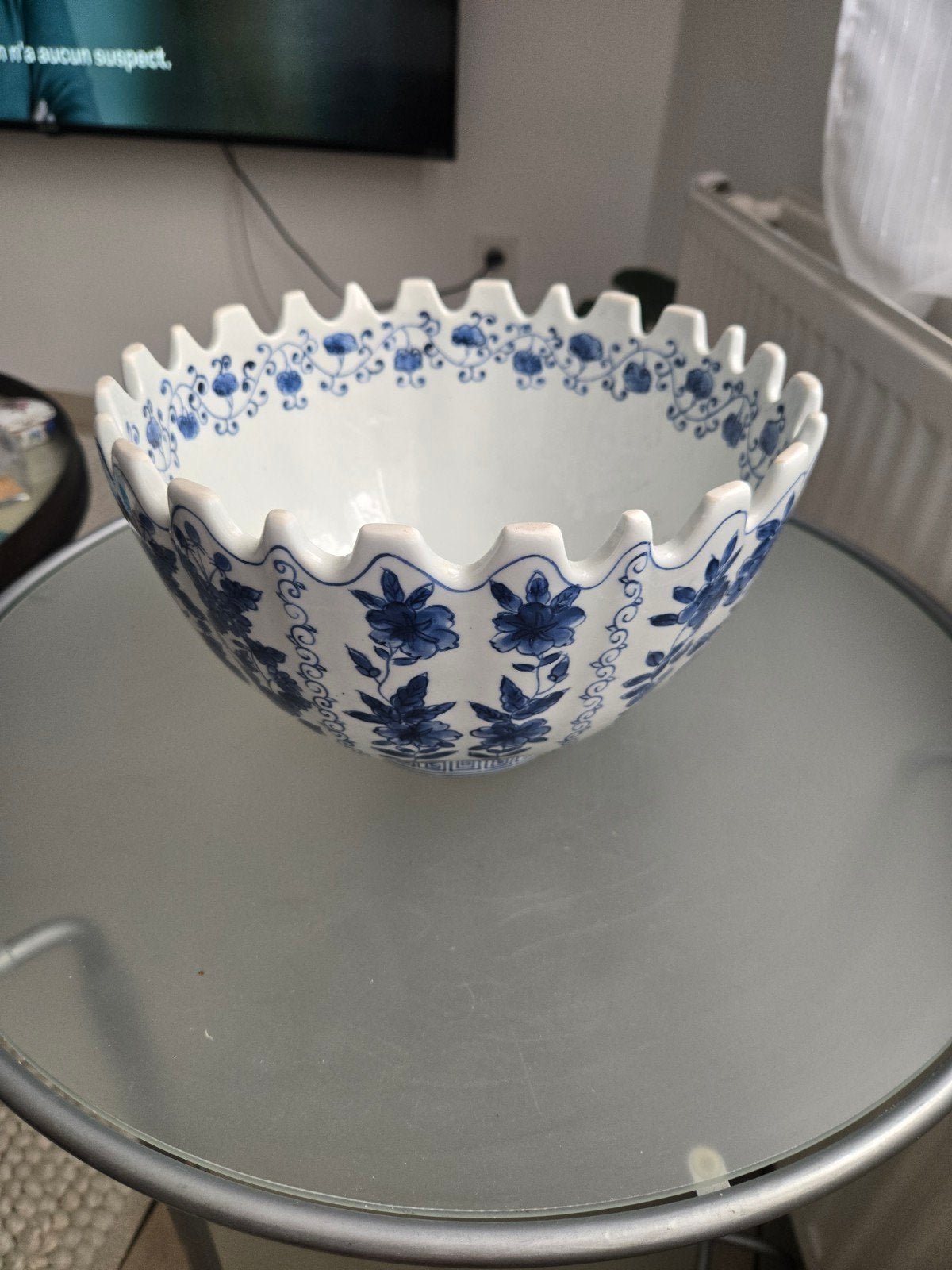 Cache-pot asiatique bleu vintage - Très bon état, Antiek en Kunst, Ophalen