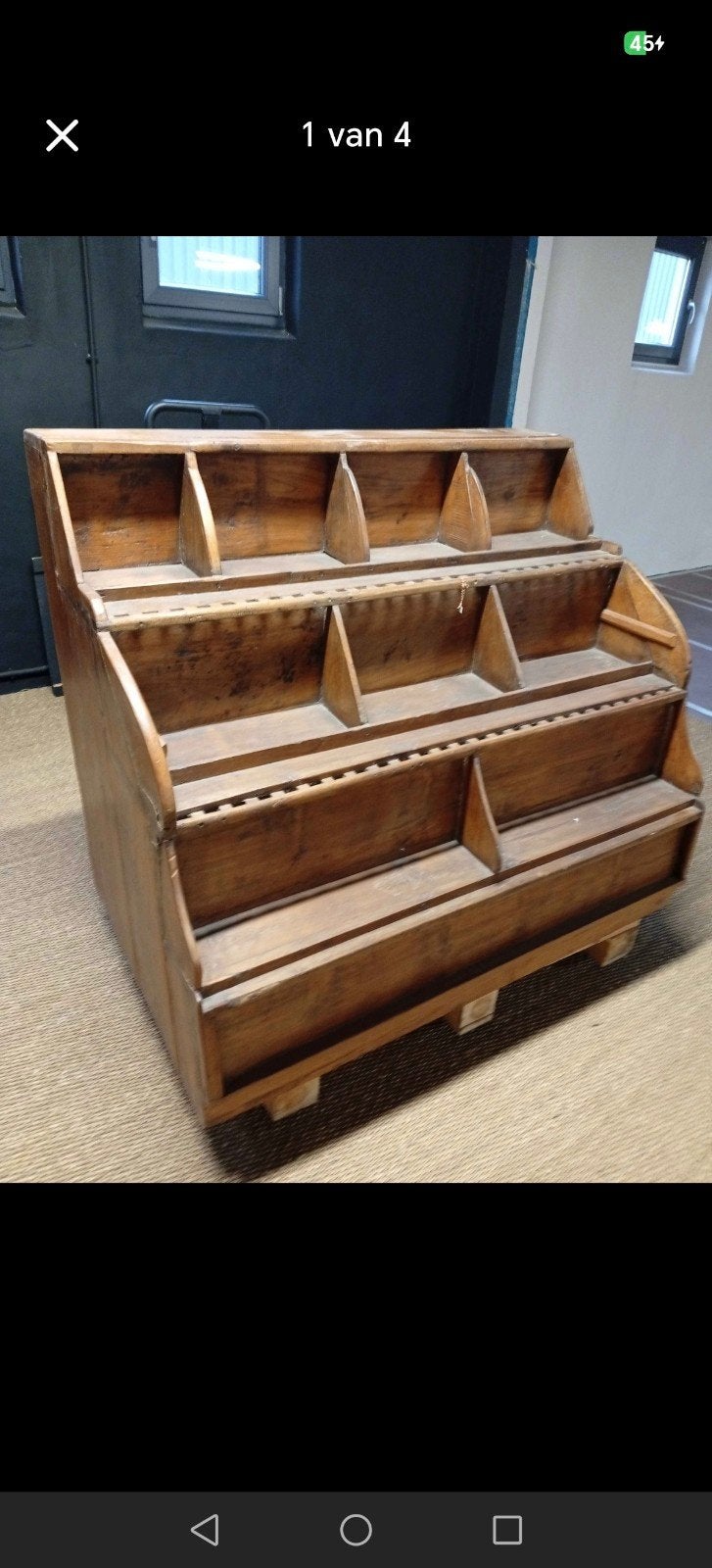 Authentieke antieke houten winkeluitstalkast ca. 1920-1940 –, Ophalen