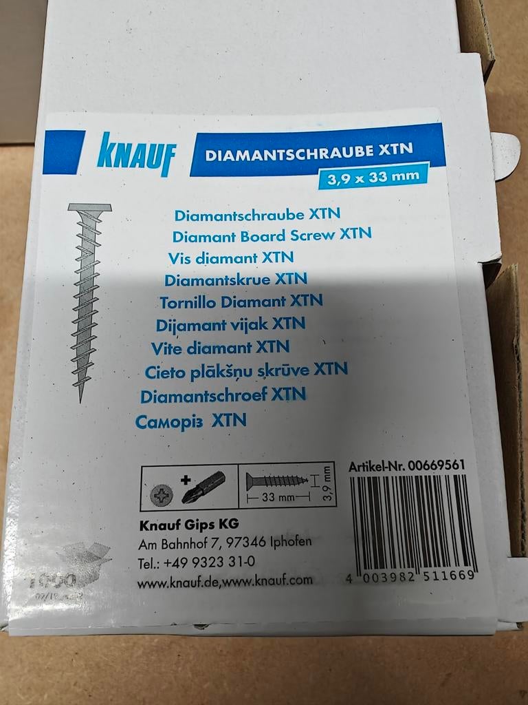 Knauf vis diamant XTN 3,9 x 33, Bricolage & Construction, Quincaillerie & Fixations, Vis