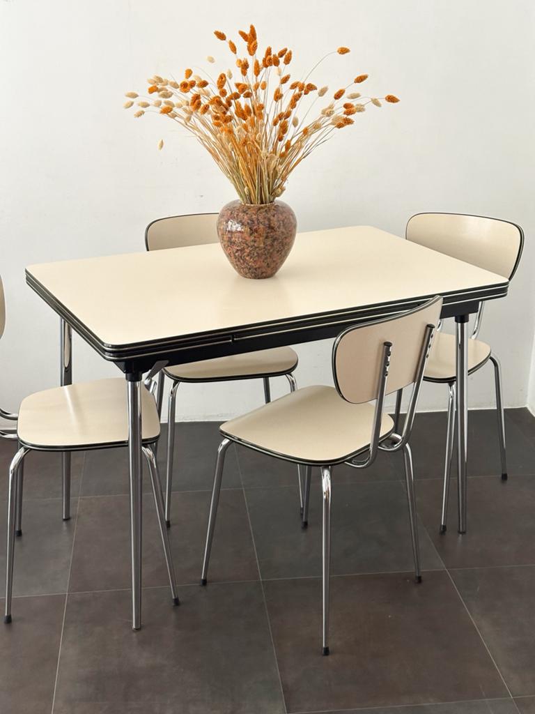 Table extensible en Formica crème ️, Antiquités & Art, Enlèvement