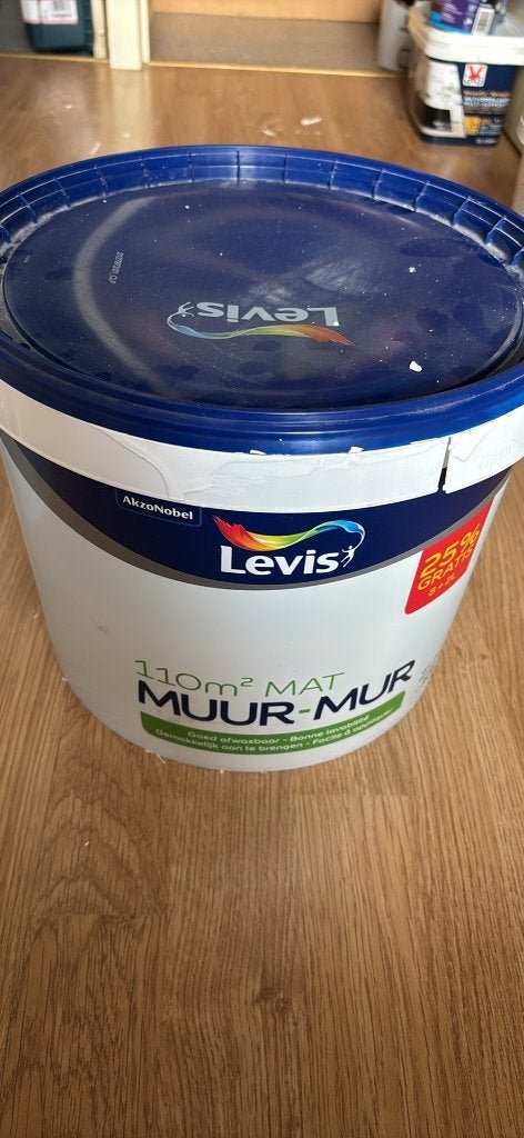 Muurverf Geopend Levis 6L, Doe-het-zelf en Bouw, Ophalen, Gebruikt, 5 tot 10 liter, Wit