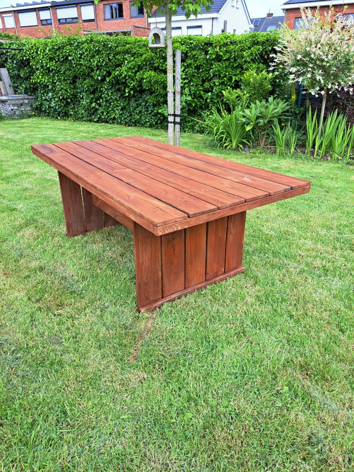Robuuste Houten Tuintafel (2m x 1m) – Duffel (Levering mogel, Ophalen of Verzenden, Zo goed als nieuw, Rechthoekig, Hout
