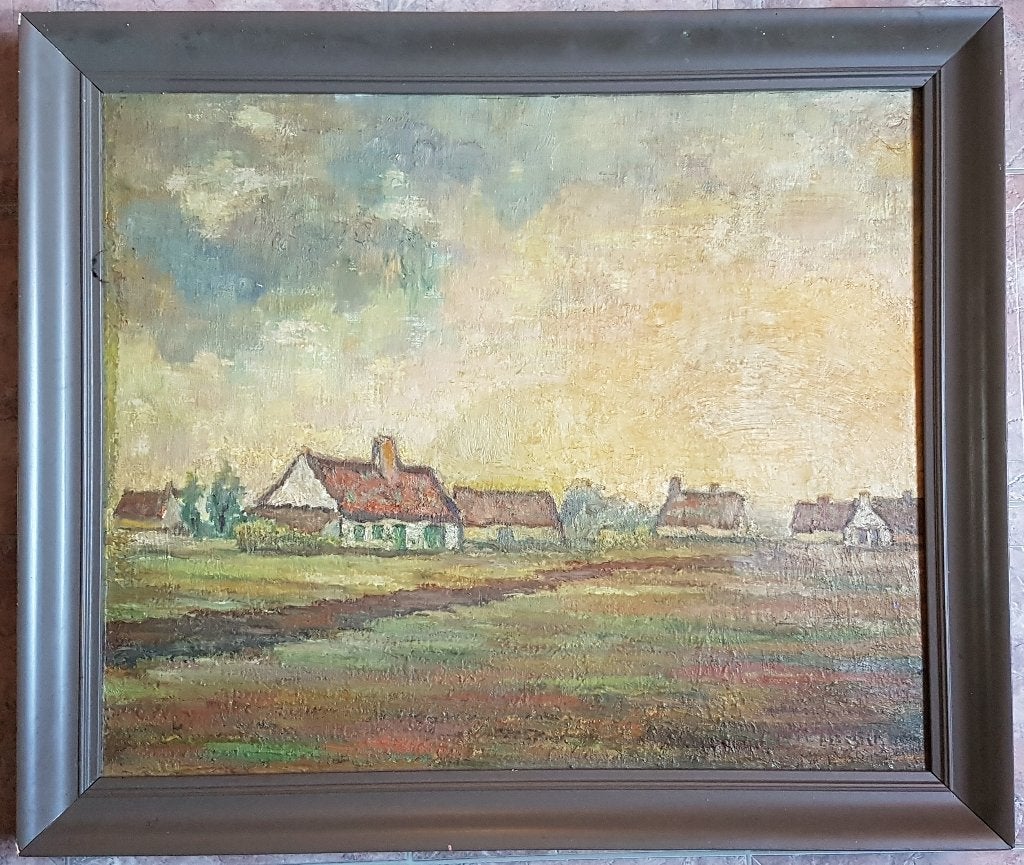 SCHILDERIJ, Paysage, Enlèvement, Signé, Peinture à l'huile