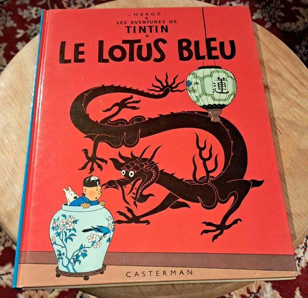 Kuifje - De blauwe lotus, Gelezen, Eén stripboek, Ophalen of Verzenden, Hergé