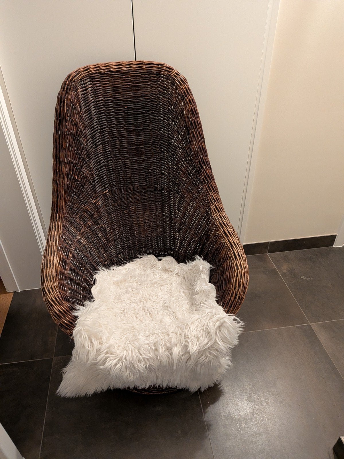 Egg chair met trompetvoet, rotan, Ophalen