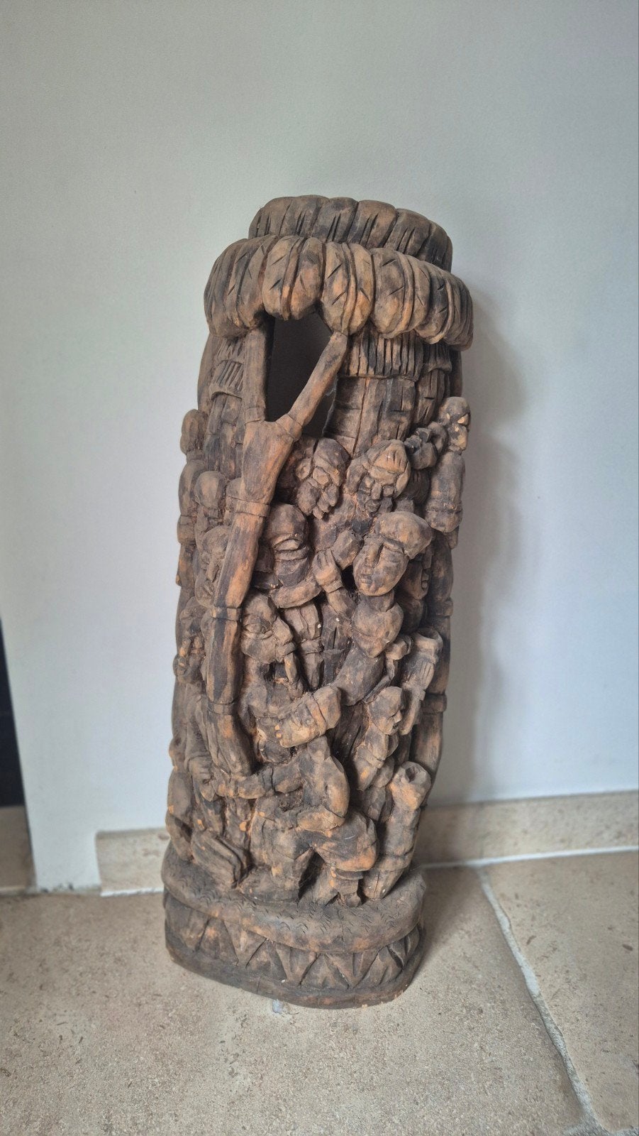 Afrikaanse kunst uit Ghana in hout, Bruin, Afrika, 71 cm, Houtsnijwerk