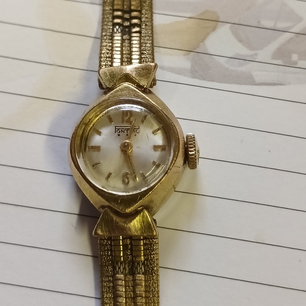 montre ancienne pour femme en métal doré Pontiac, Montre-bracelet, Autres marques, 1930 à 1960, Enlèvement ou Envoi