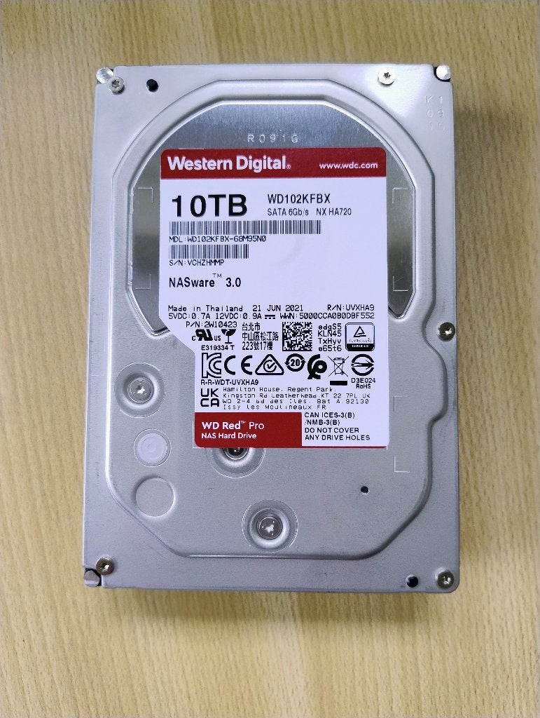 2x Western Digital Red Pro 10TB, Computers en Software, Harde schijven, Intern, Server, Zo goed als nieuw, 10TB