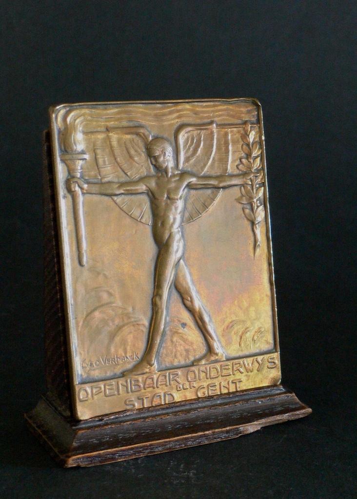 GEO VERBANCK ART DECO BRONS MEDAILLE, Postzegels en Munten, Penningen en Medailles, Brons, Ophalen of Verzenden