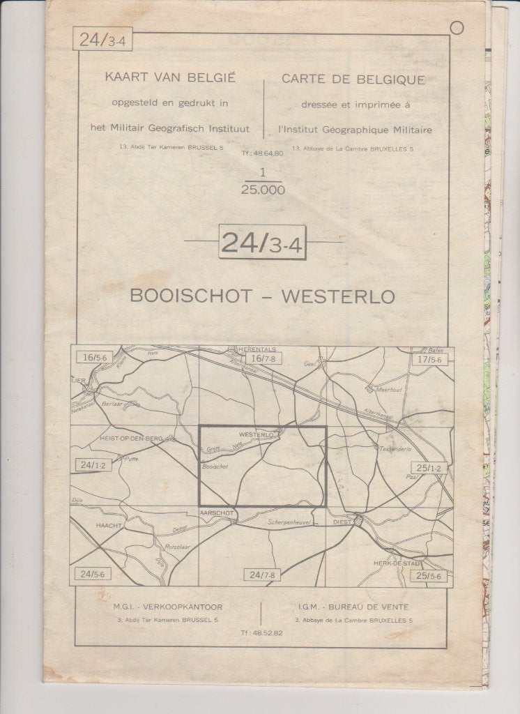 Oude topografische kaart van de regio Booischot-Westerlo., Verzenden