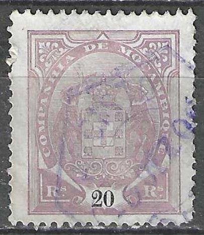 Mozambique 1894/1902 - Yvert 13B - Wapenschild - 20 r. (ST), Verzenden, Gestempeld