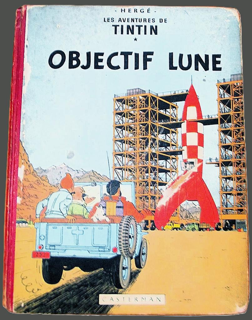 tintin - Objectif Lune / EO 1953, Livres, Une BD, Enlèvement ou Envoi, Utilisé, Hergé