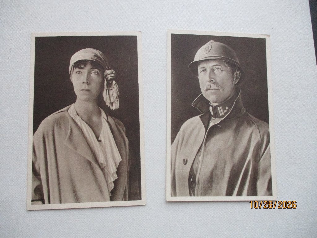 2 Postkaarten. Koning Albert en Koningin Elisabeth, Verzamelen, Ophalen of Verzenden