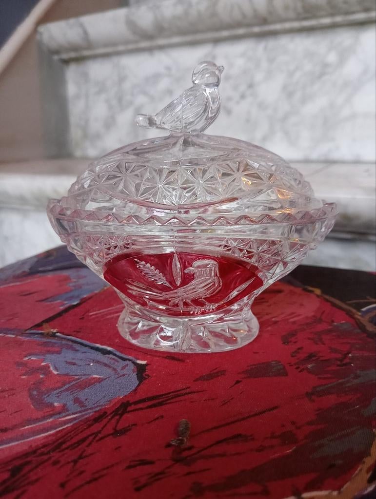 Bocal en verre ancien avec couvercle, Enlèvement ou Envoi