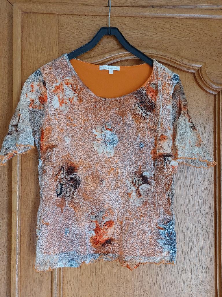 Blouse tons oranges/beige T40 - "un jour ailleurs", Taille 38/40 (M), Un jour ailleurs, Enlèvement, Porté