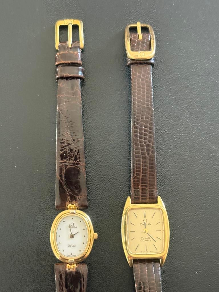 2 omega deville dameshorloges te koop/ ruilen, Overige merken, Leer, Ophalen of Verzenden, Zo goed als nieuw
