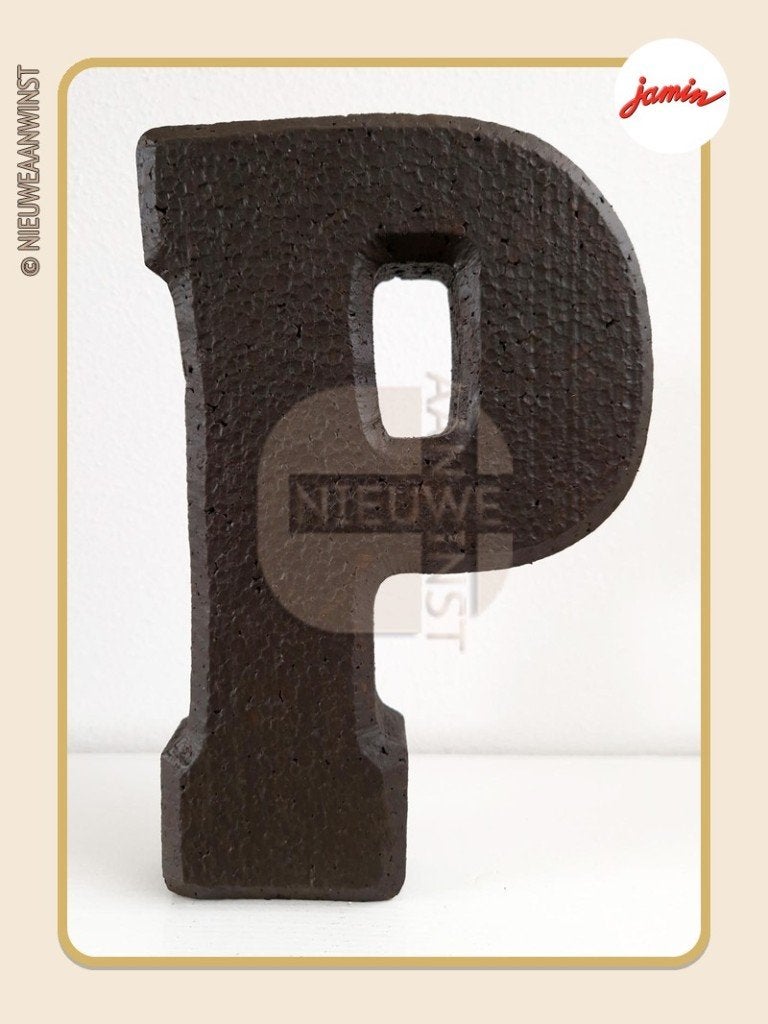 Nostalgische Jamin pure chocoladeletter ‘P’ Piet - 25cm, Envoi, Comme neuf
