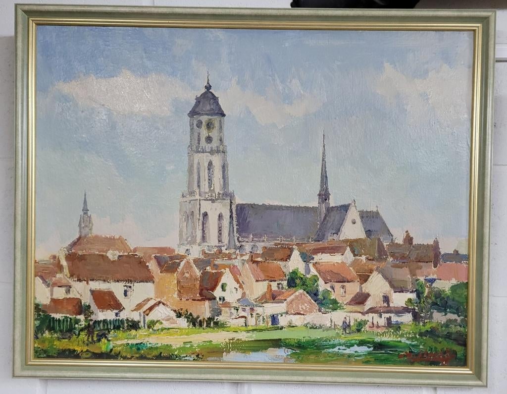 Joseph TILLEUX, Stadsgezicht in Lier, Antiek en Kunst, Ophalen of Verzenden