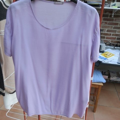 Blouse lila zijde korte mouw Hemisphere mt 40-42, Taille 42/44 (L), Enlèvement ou Envoi, Hemisphere, Autres couleurs