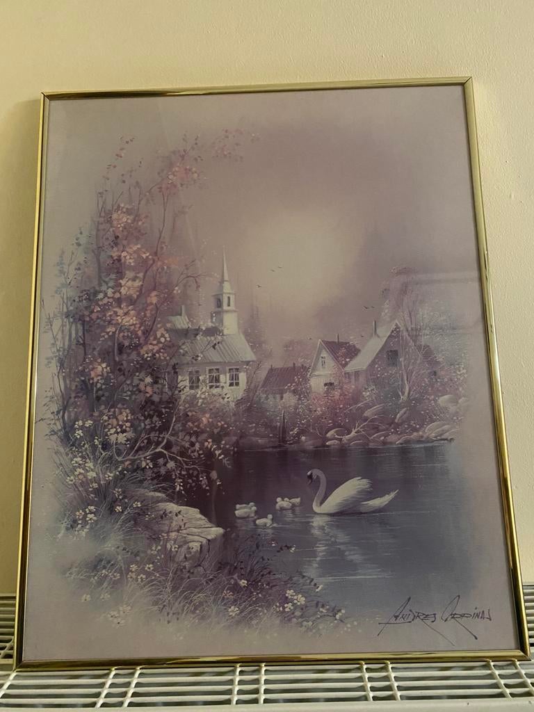 Zeer mooie aquarelgravure in een glazen frame, Ophalen of Verzenden