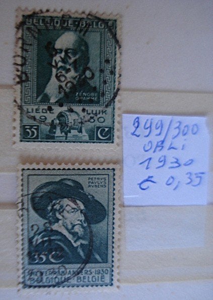 Belgique  n 299/300 (O), Oblitéré, Art, Sans enveloppe, Affranchi