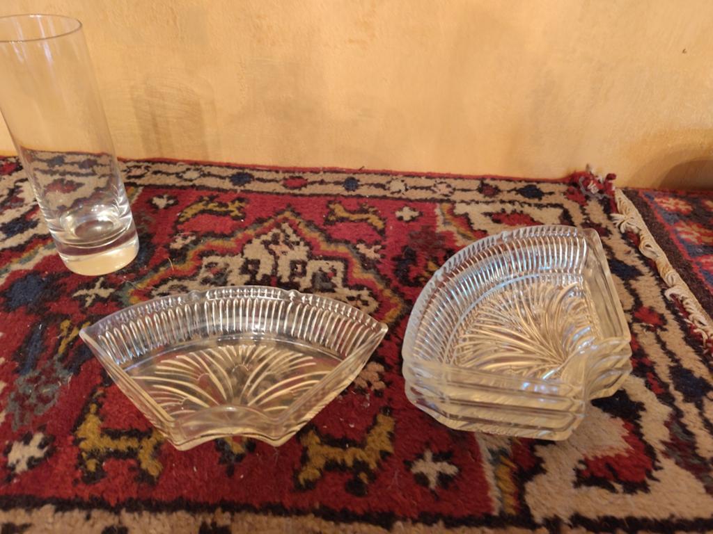 6 elegante vintage glazen dessert- of aperitiefschaaltjes, Ophalen