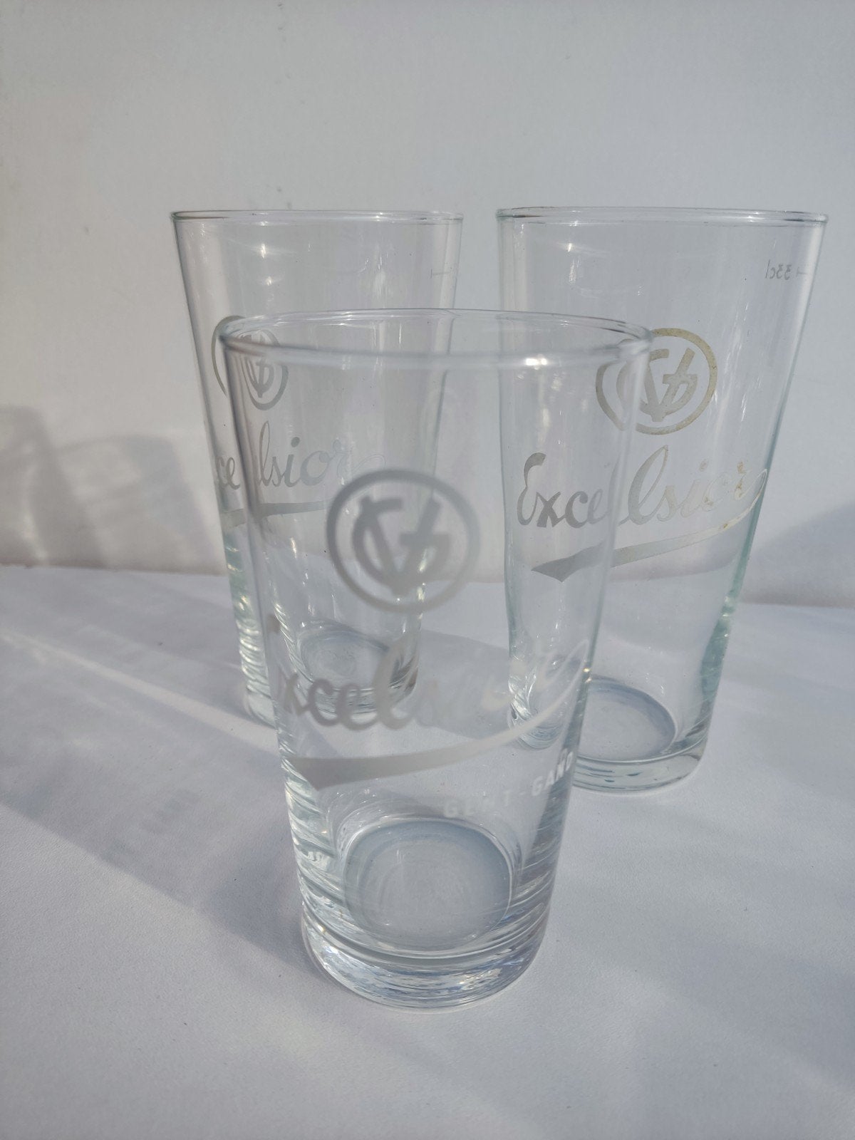 3 Excelsior glazen, Verzamelen, Ophalen, Zo goed als nieuw, Bierglas