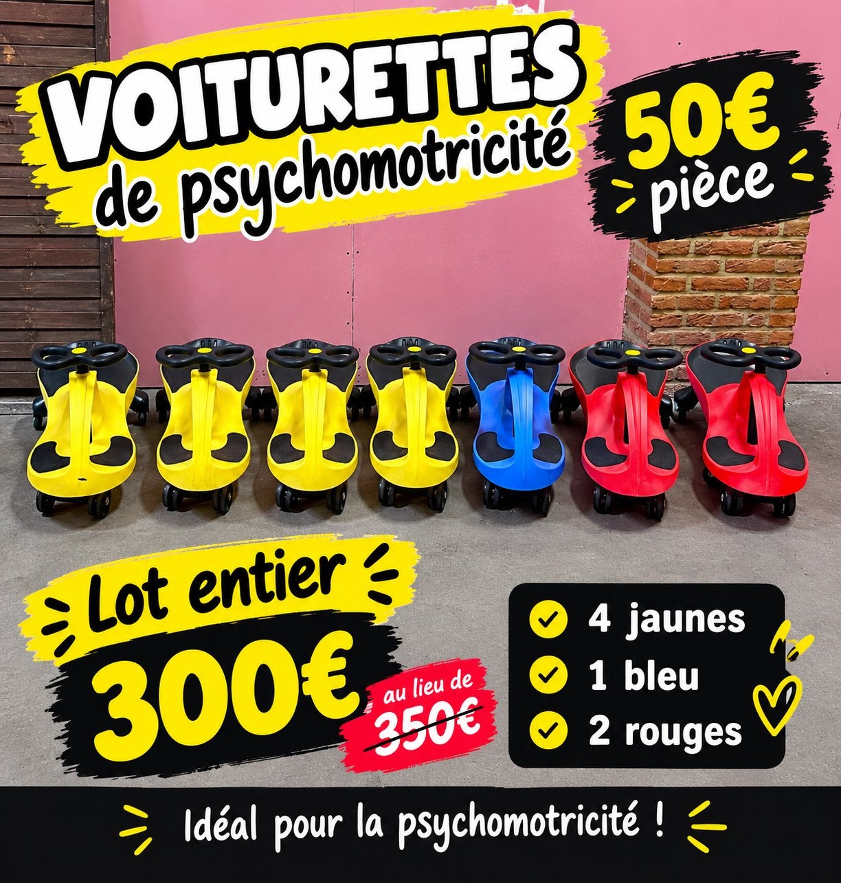 Voiturette de psychomotricité, Enlèvement, Comme neuf