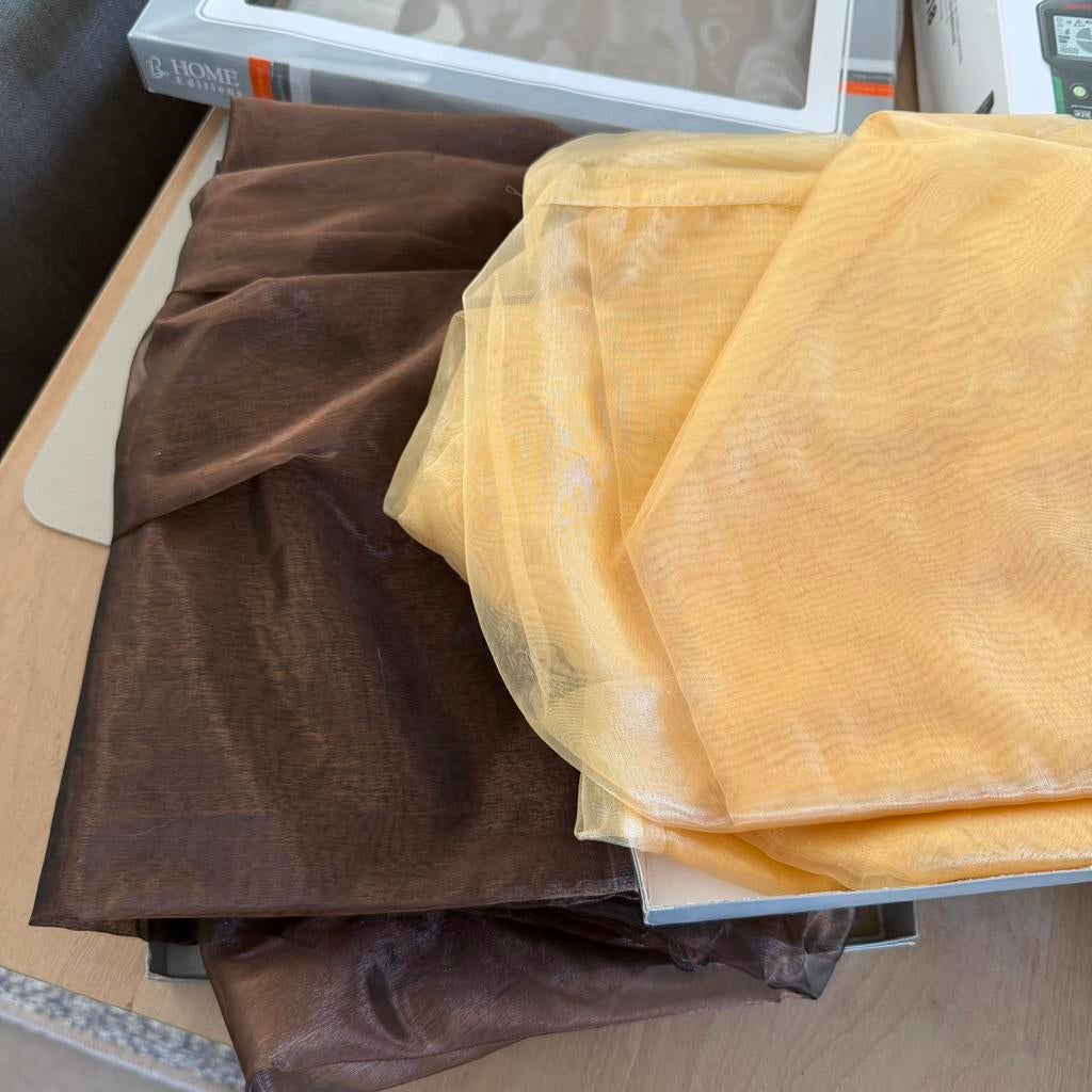Nieuw - gordijnen voile - goud en brons/bruin, Ophalen, Zo goed als nieuw