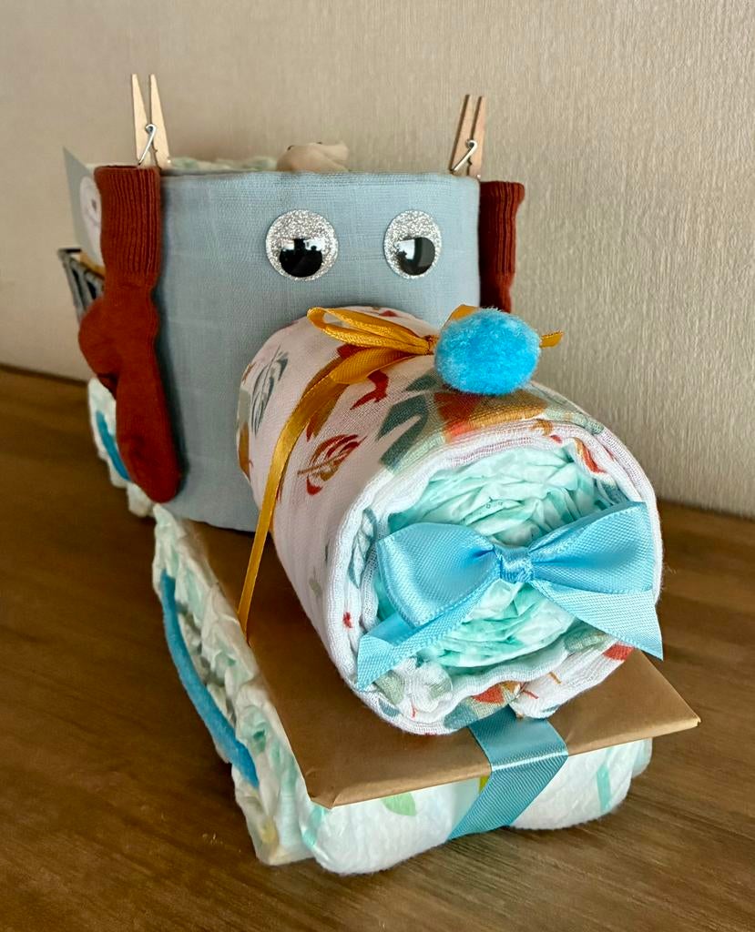Pampertaart Trein, Kinderen en Baby's, Kraamcadeaus en Geboorteborden, Ophalen of Verzenden, Nieuw, Kraamcadeau
