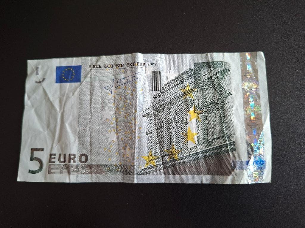 2002 Nederland 5 euro oude serie Trichet code E008, Postzegels en Munten, Bankbiljetten | Nederland, Verzenden, Euro's, Los biljet