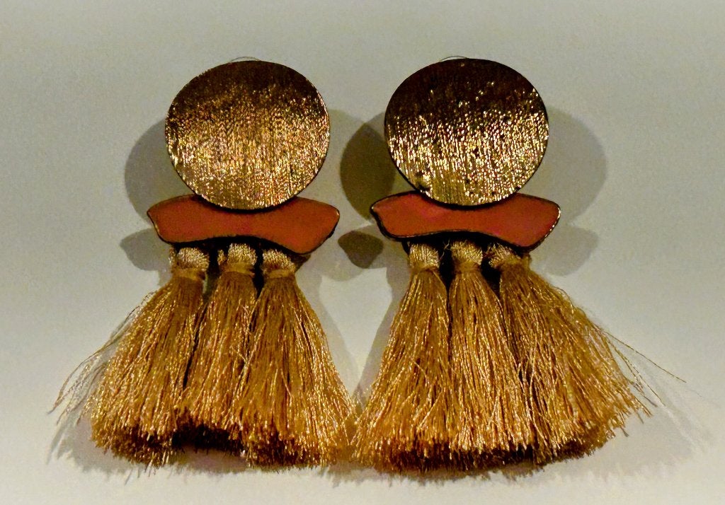 Goudkleurige oorbellen met flosjes, Ophalen of Verzenden, Nieuw, Goud, Hangers