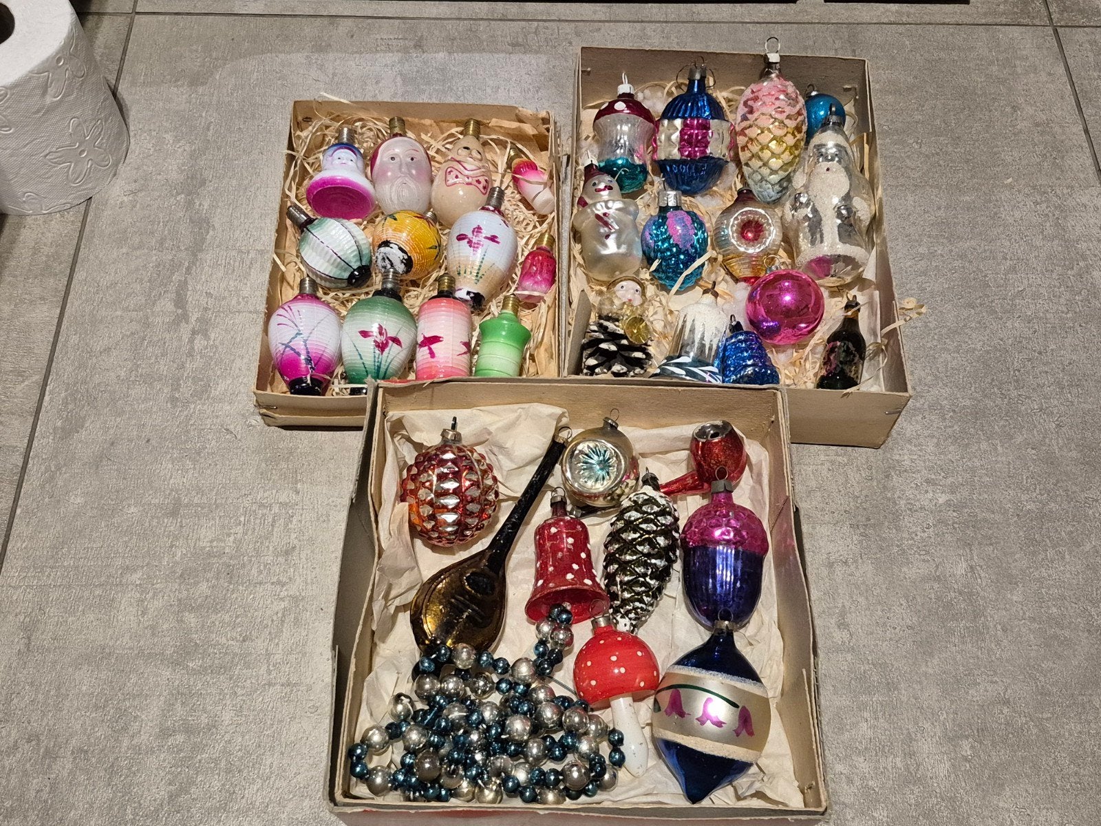 antieke kerstballen met antieke lampen, Ophalen of Verzenden, Gebruikt