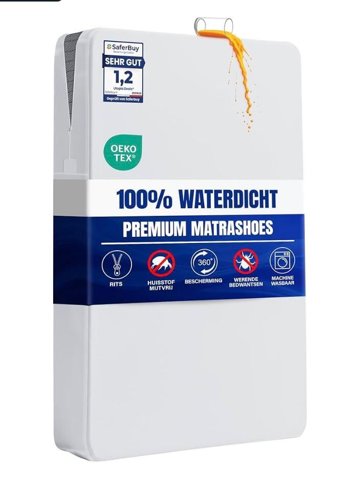 Utopia Matrashoes 2x - Waterdichte Ritssluiting 90x200x20, Huis en Inrichting, Ophalen of Verzenden