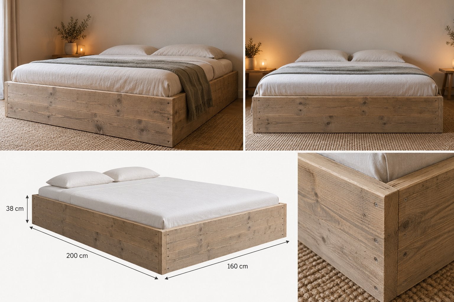 Bed steigerhout, Huis en Inrichting, Ophalen, Zo goed als nieuw, Steigerhout