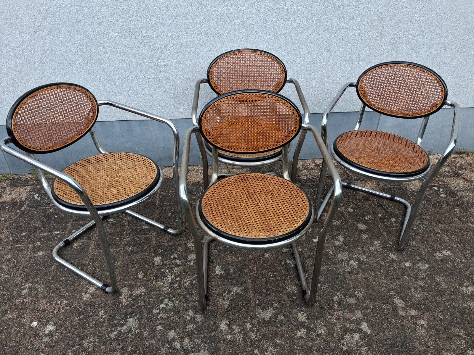 4 midcentury Italiaanse design-stoelen., Ophalen