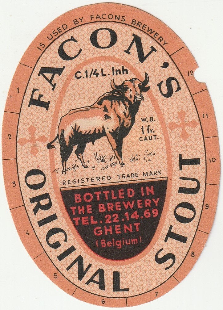 oud bieretiket Facon Ghent : Facon's stout, Verzamelen, Verzenden, Gebruikt, Overige typen, Overige merken
