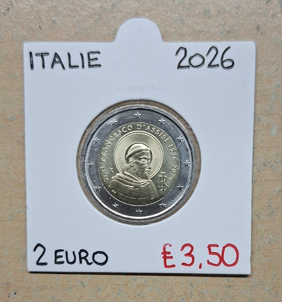 2 EURO 2026    ITALIE    ASISI    NIEUW    € 3,50, Timbres & Monnaies, Enlèvement ou Envoi, Italie, 2 euros, Monnaie en vrac
