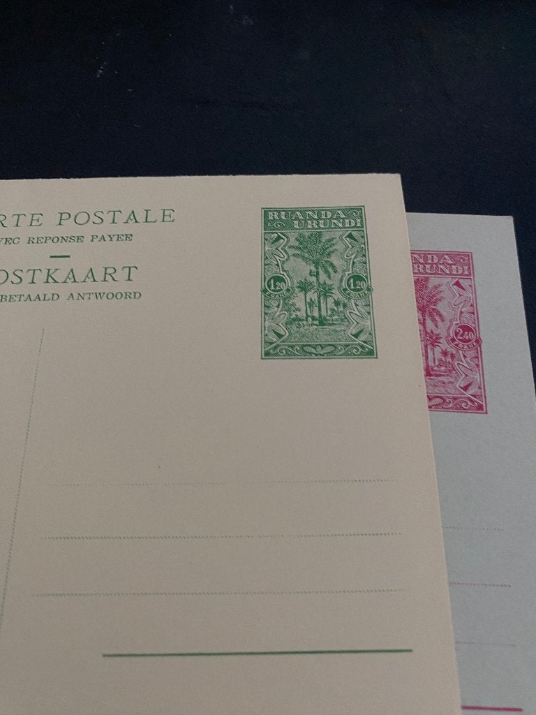 Postkaart Ruana Urundi België X2, Niet gestempeld, Ophalen of Verzenden, Zonder stempel, Postfris