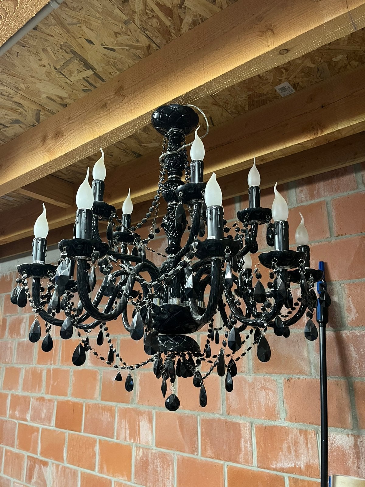 Glazen kroonluchter met 14 lampen, Ophalen, Zo goed als nieuw
