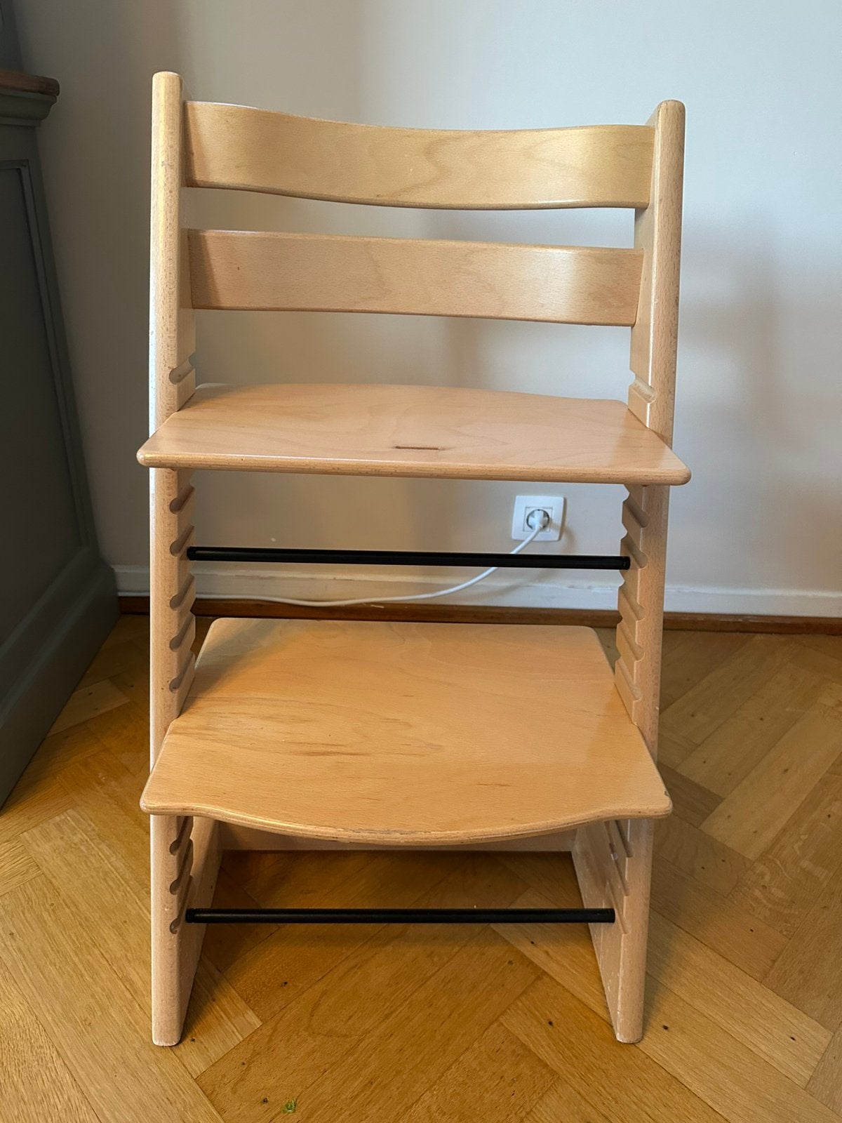 Stokke trip trap houten kinderstoel met kussen, Ophalen, Zo goed als nieuw