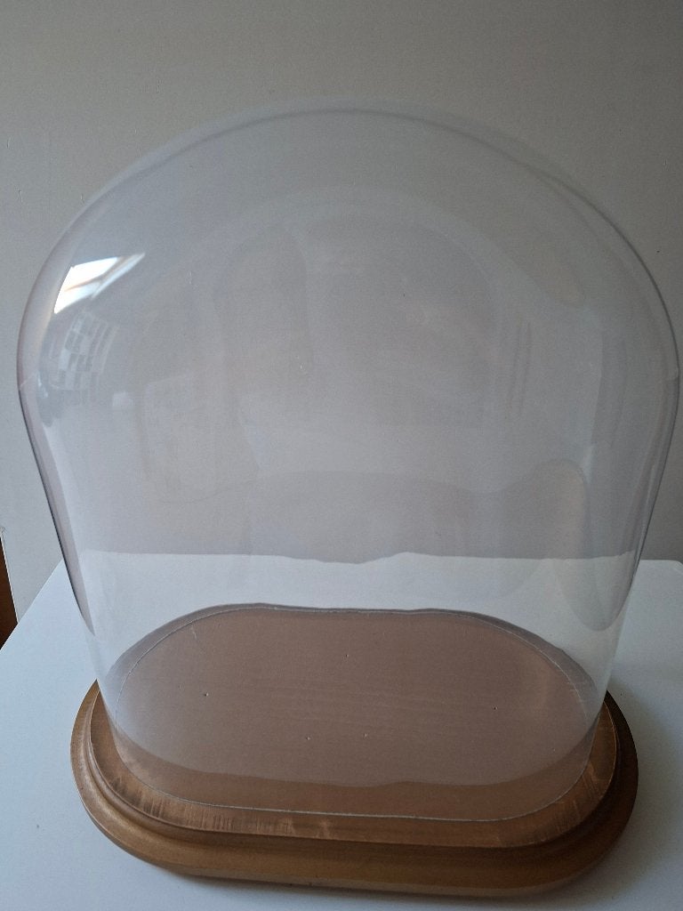 Antieke, glazen stolp met gouden voet., Glas, Ophalen, Gebruikt