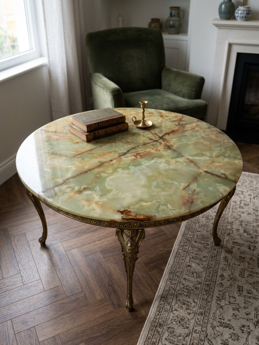 Salontafel Marmer met brons, Huis en Inrichting, Ophalen