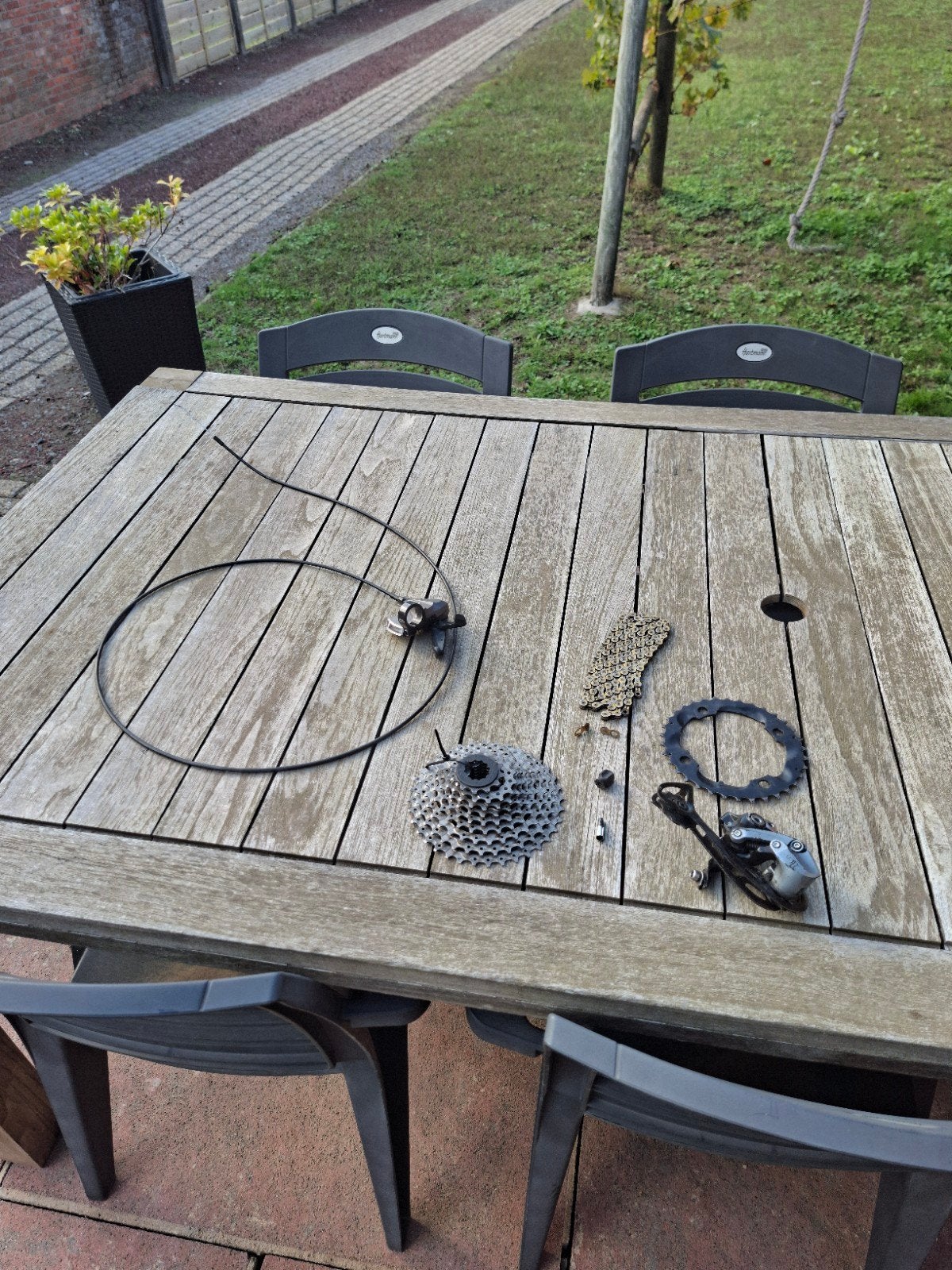 Shimano Altus/Acera Derailleur, Ketting & Cassette Set, Tuin en Terras, Ophalen, Gebruikt, Rond, Aluminium