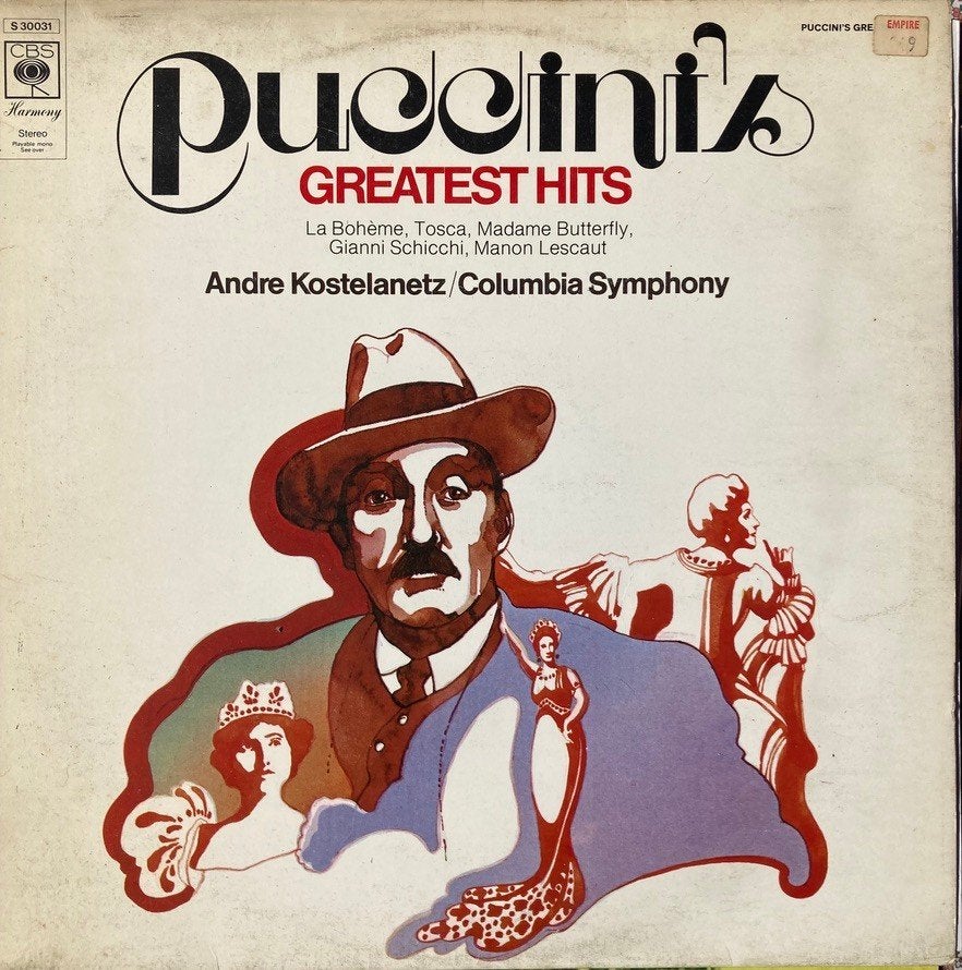 Puccini’s Greatest Hits (CBS Harmony, 1974), Enlèvement ou Envoi, Autres compositeurs, Comme neuf, Romantique